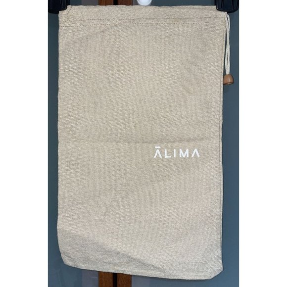 Alima Logo Beige Drawstring Linen Dustbag Sandal Heel Flats Shoe Cover 8.25 x 14 - Picture 1 of 3